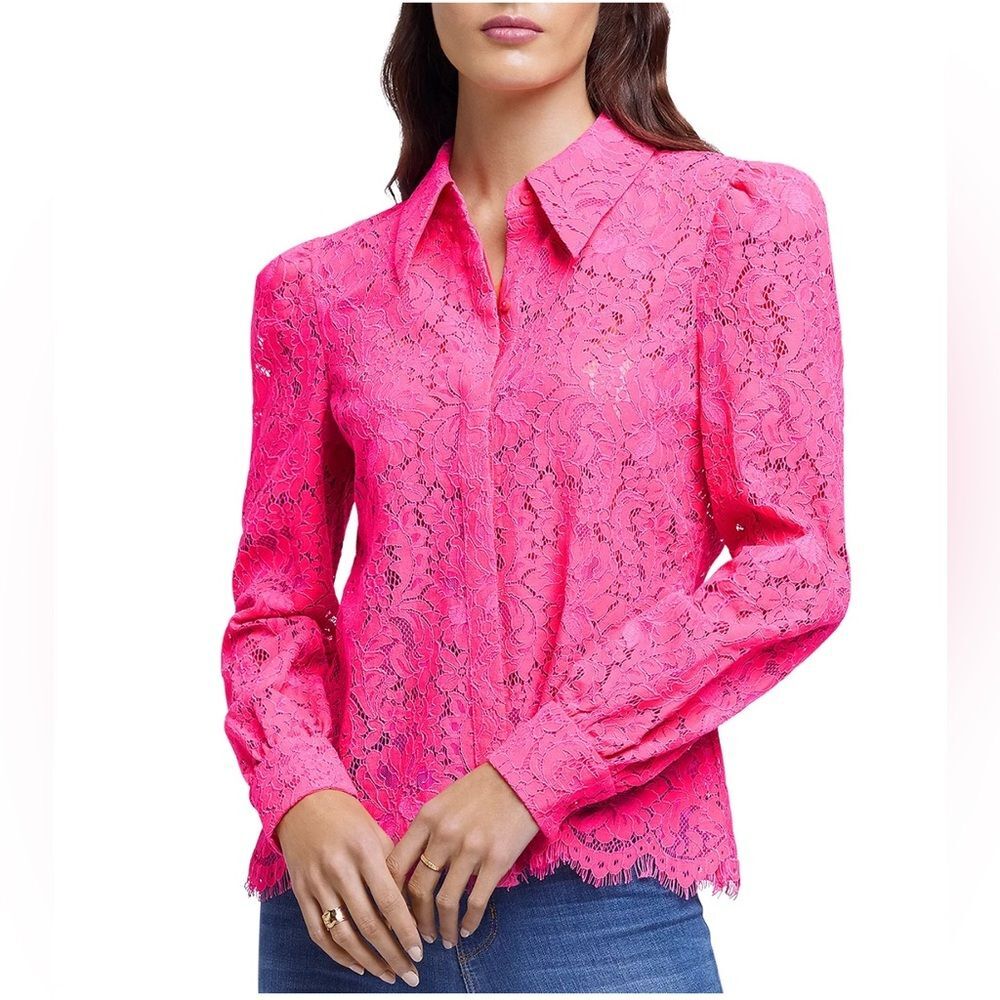 L’Agence Jenica Lace Blouse, Pink, NWT, Size XS - Picture 7 of 14